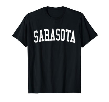 Sarasota Fl Distressed White Varsity T-Shirt - Streetwear Style for Adults - T-Shirt, Sweatshirt, Hoodie