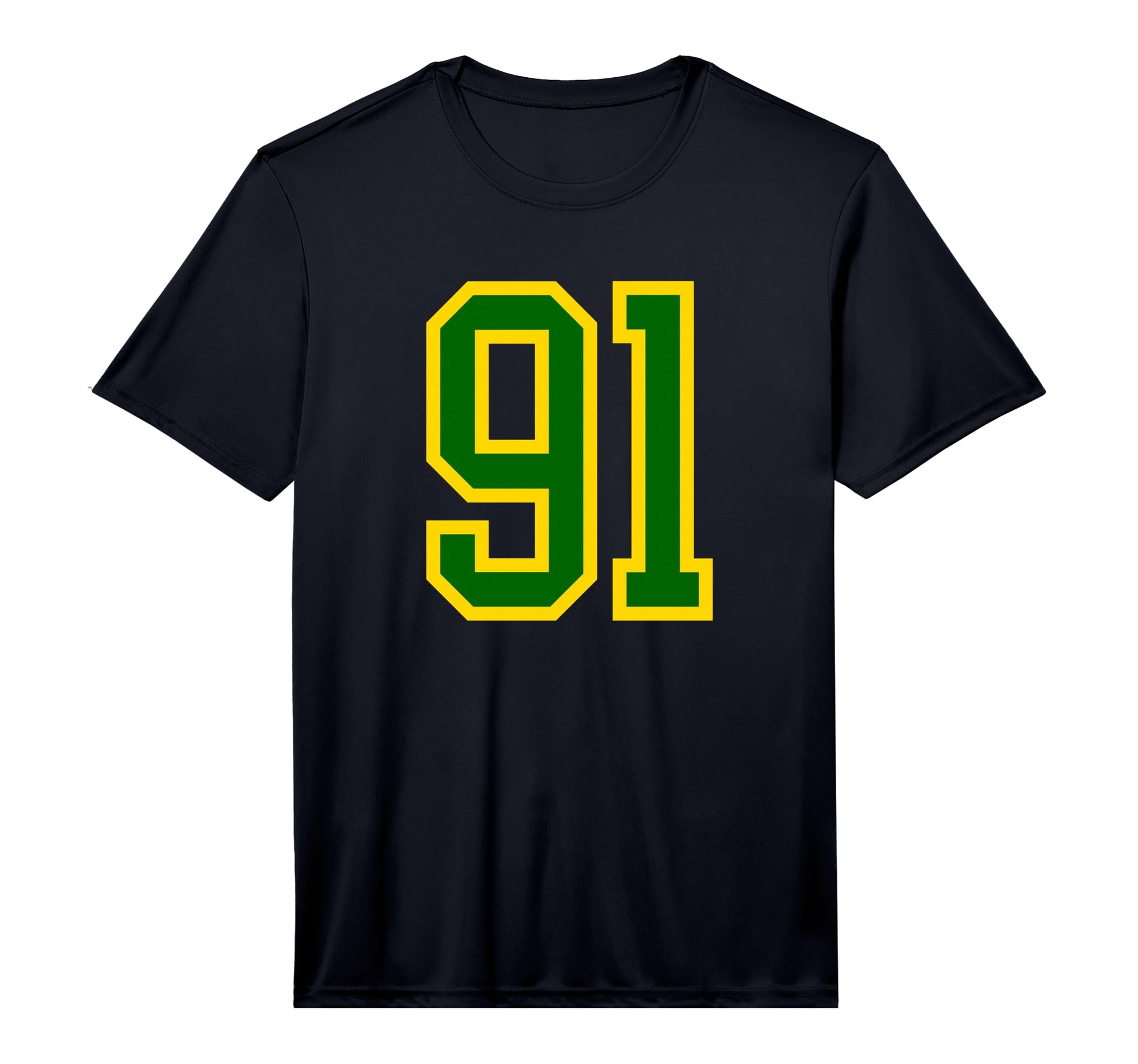 Green Yellow Sports Team Number 91 T-Shirt - Custom Art Print Men Women - T-Shirt, Sweatshirt, Hoodie