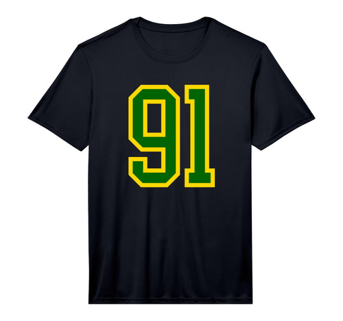 Green Yellow Sports Team Number 91 T-Shirt - Custom Art Print Men Women - T-Shirt, Sweatshirt, Hoodie