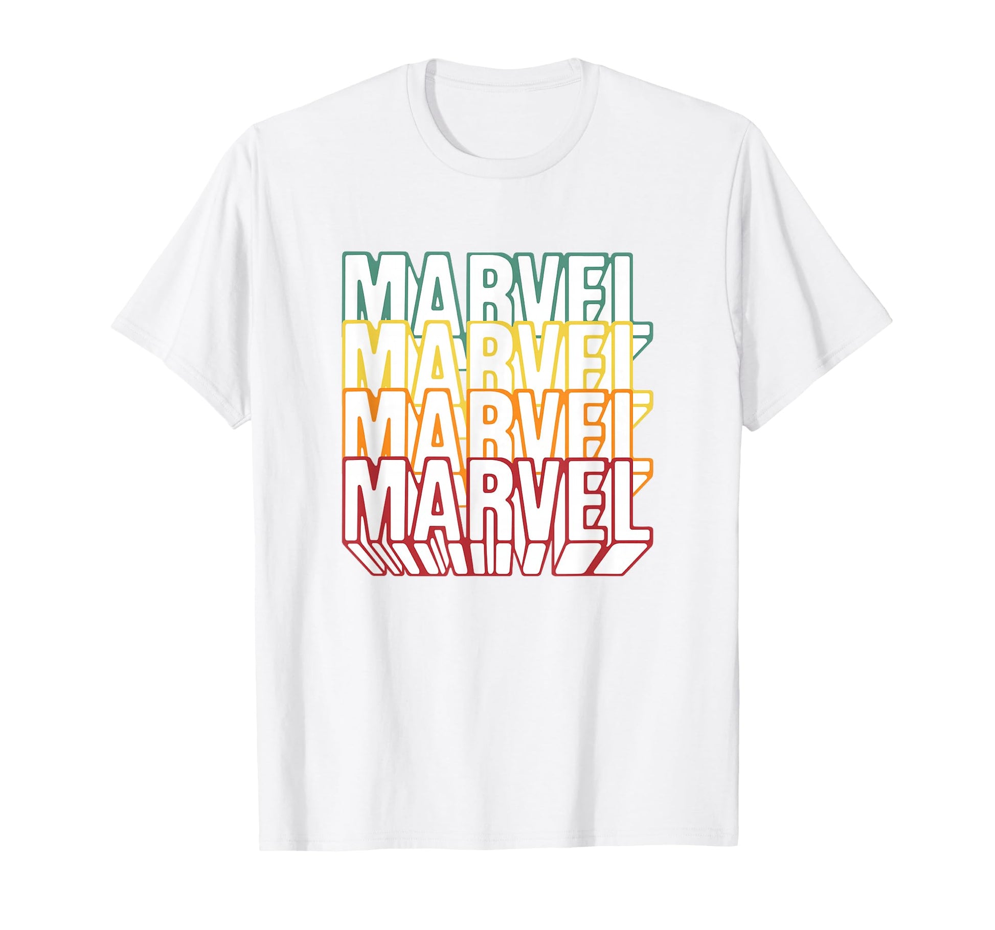 Marvel Comics Rainbow Outline 3D Logo Stack T-Shirt - Unique Graphic Unisex - T-Shirt, Sweatshirt, Hoodie