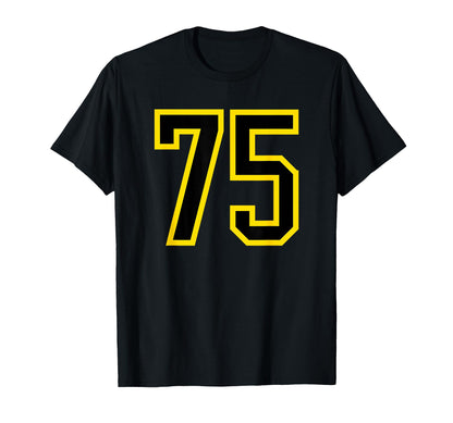 Yellow Black Sports Team Number 75 T-Shirt - Novelty Apparel Men Women - T-Shirt, Sweatshirt, Hoodie