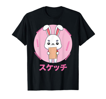 Rabbit Sketching Vaporwave Aesthetics T-Shirt - Novelty Apparel for Adults - T-Shirt, Sweatshirt, Hoodie