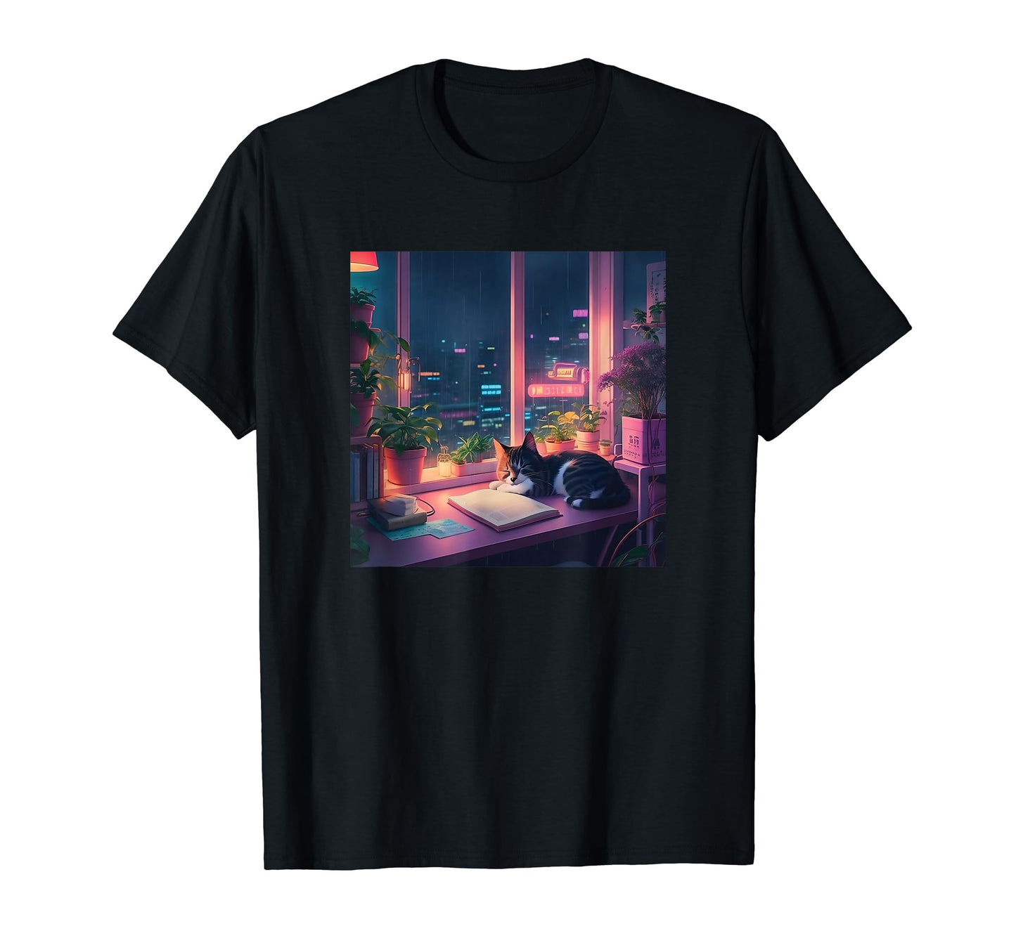 Lofi Cat Japanese Anime 90S T-Shirt - Casual Everyday Wear Men Women - T-Shirt, Sweatshirt, Hoodie