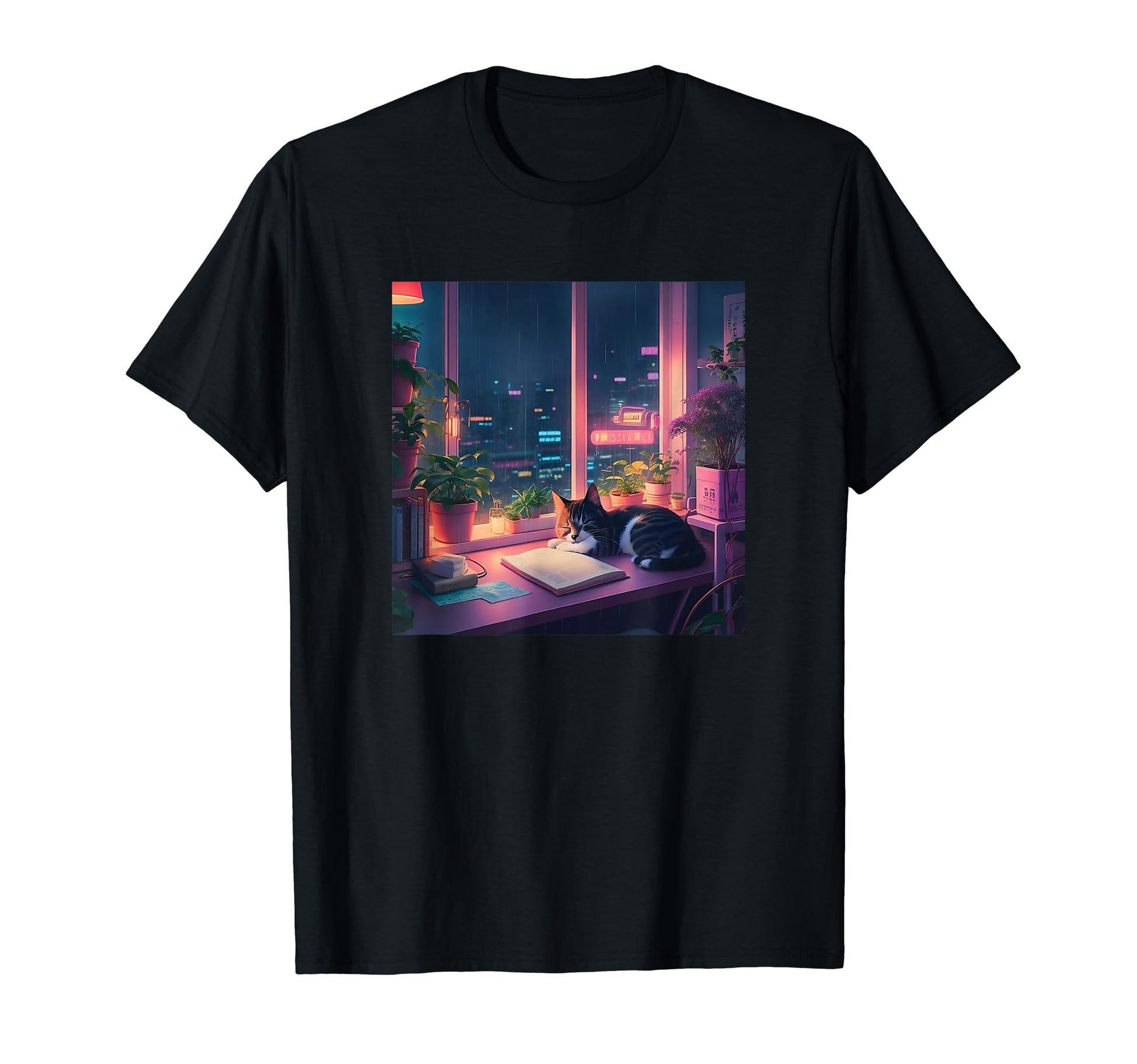 Lofi Cat Japanese Anime 90S T-Shirt - Casual Everyday Wear Men Women - T-Shirt, Sweatshirt, Hoodie
