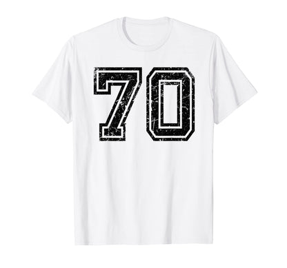 Number 70 Sports Jersey Varsity Lucky T-Shirt - Graphic Print for Adults - T-Shirt, Sweatshirt, Hoodie