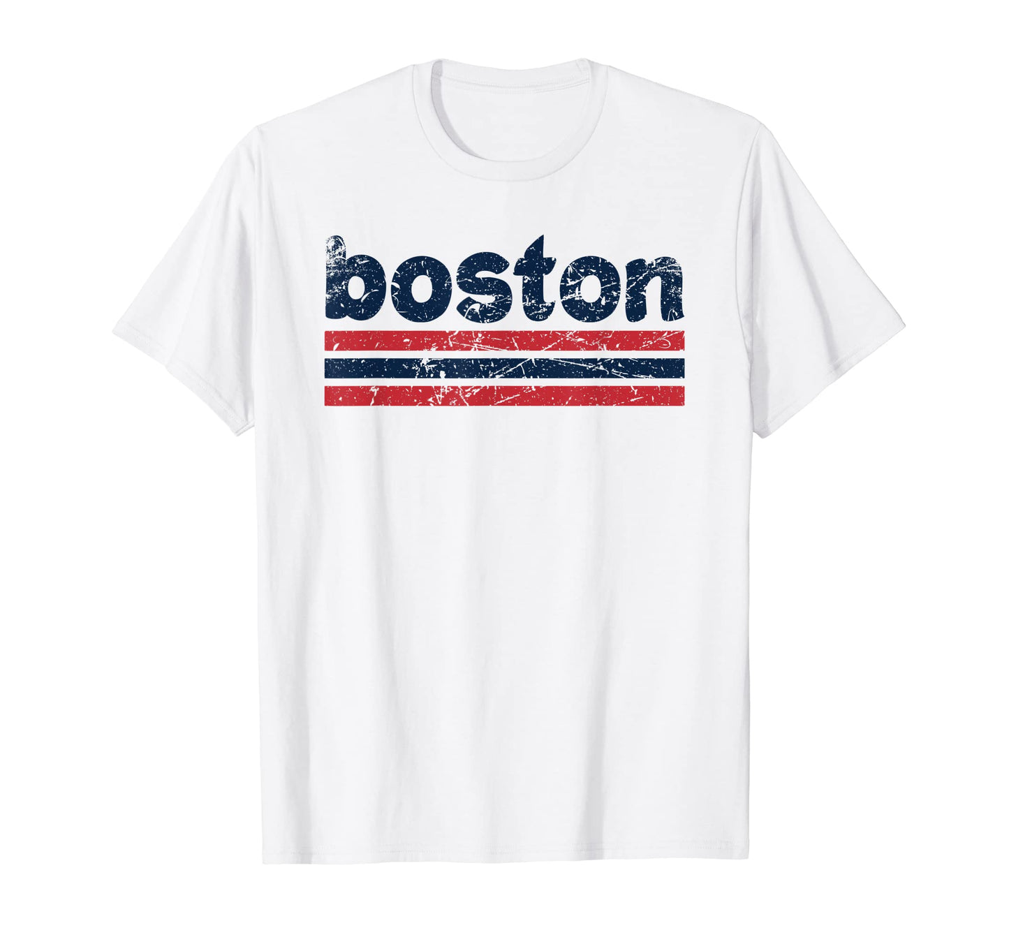 Boston Massachusetts Three Stripe T-Shirt - Novelty Apparel Unisex - T-Shirt, Sweatshirt, Hoodie