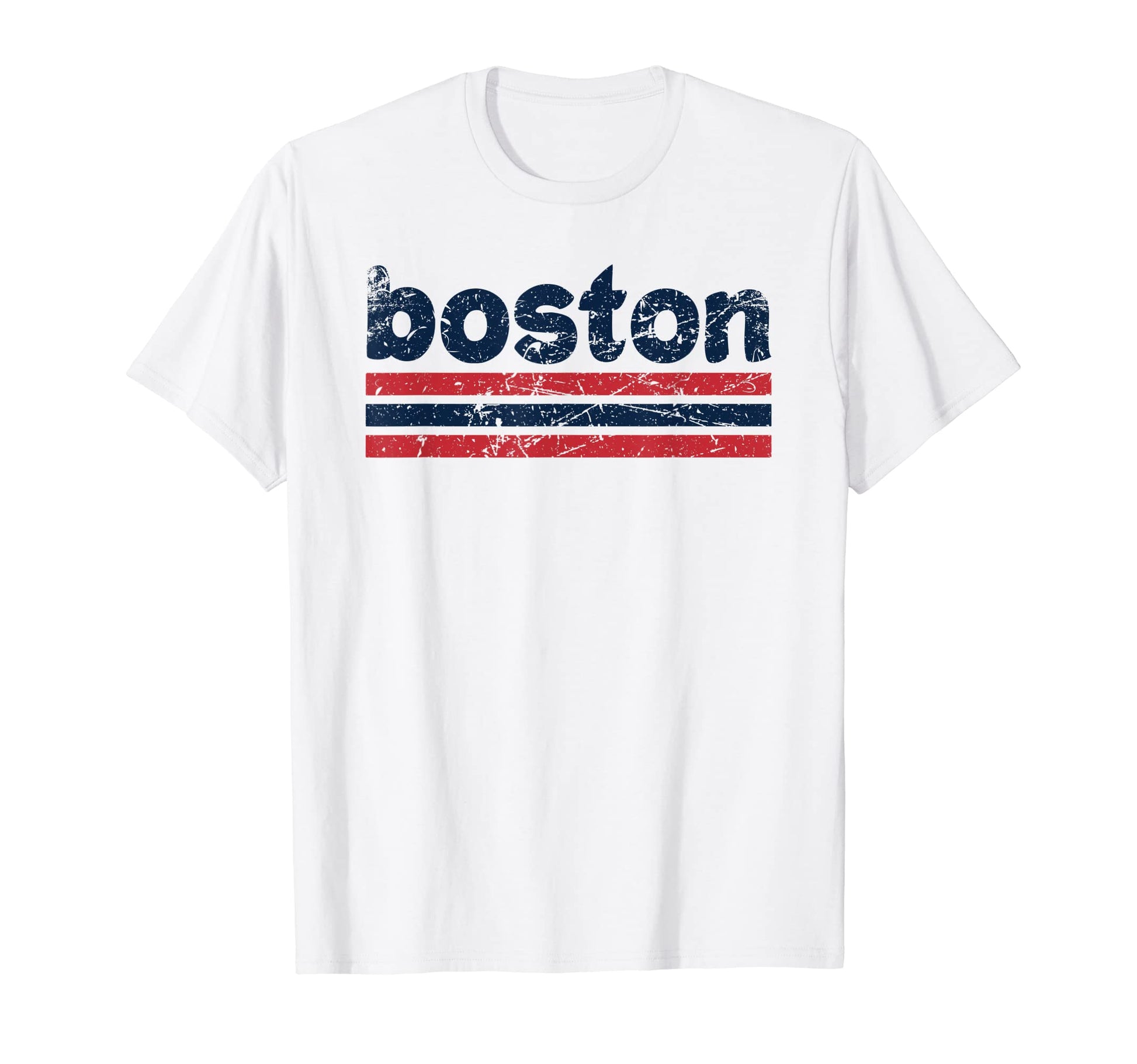 Boston Massachusetts Three Stripe T-Shirt - Novelty Apparel Unisex - T-Shirt, Sweatshirt, Hoodie