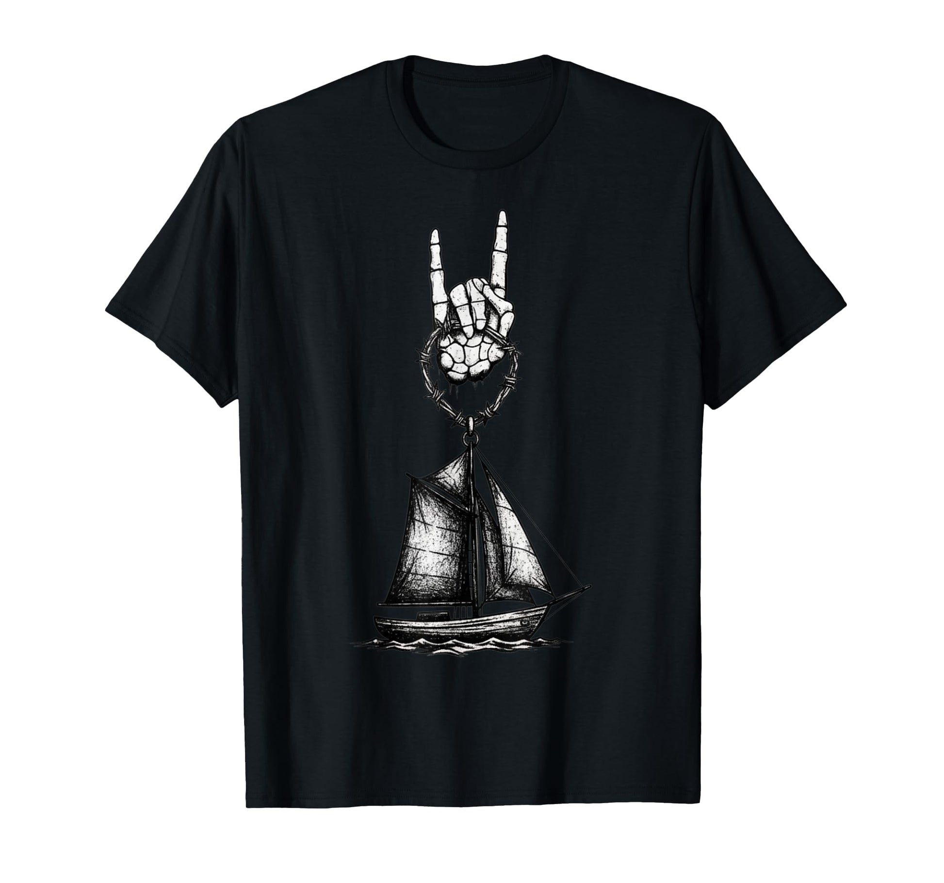 Sailboat Sailing Sailor 90S Alt Metal T-Shirt - Unique Graphic for Adults - T-Shirt, Sweatshirt, Hoodie