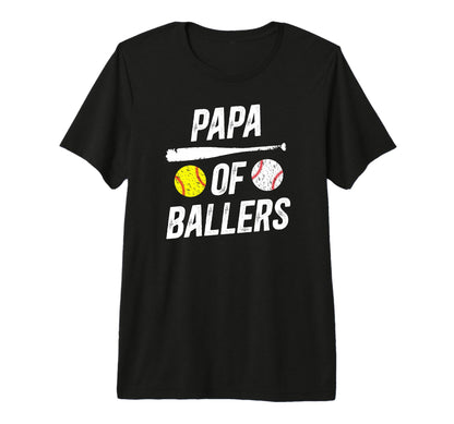 Mens Papa Ballers Softball Baseball T-Shirt - Aesthetic Graphic for Adults - T-Shirt, Sweatshirt, Hoodie