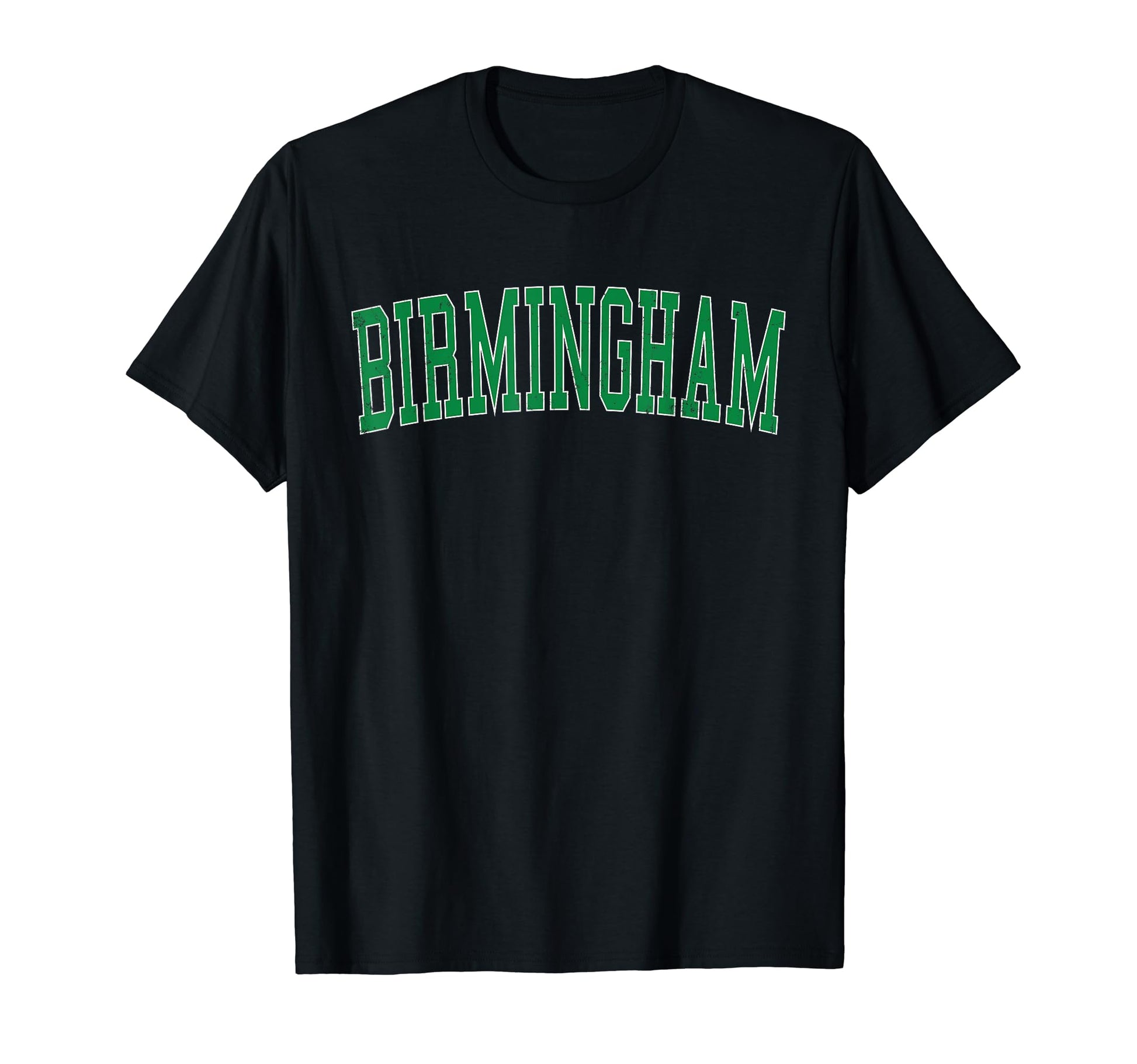 Birmingham Mi Distressed Green Varsity T-Shirt - Graphic Print for Adults - T-Shirt, Sweatshirt, Hoodie
