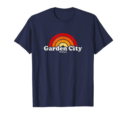 Garden City Michigan Mi 70S Rainbow T-Shirt - Aesthetic Graphic Men Women - T-Shirt, Sweatshirt, Hoodie