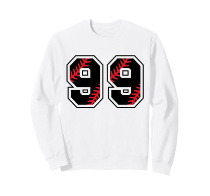 Baseball Number 99 Sweatshirt - Custom Art Print for Adults - T-Shirt, Sweatshirt, Hoodie