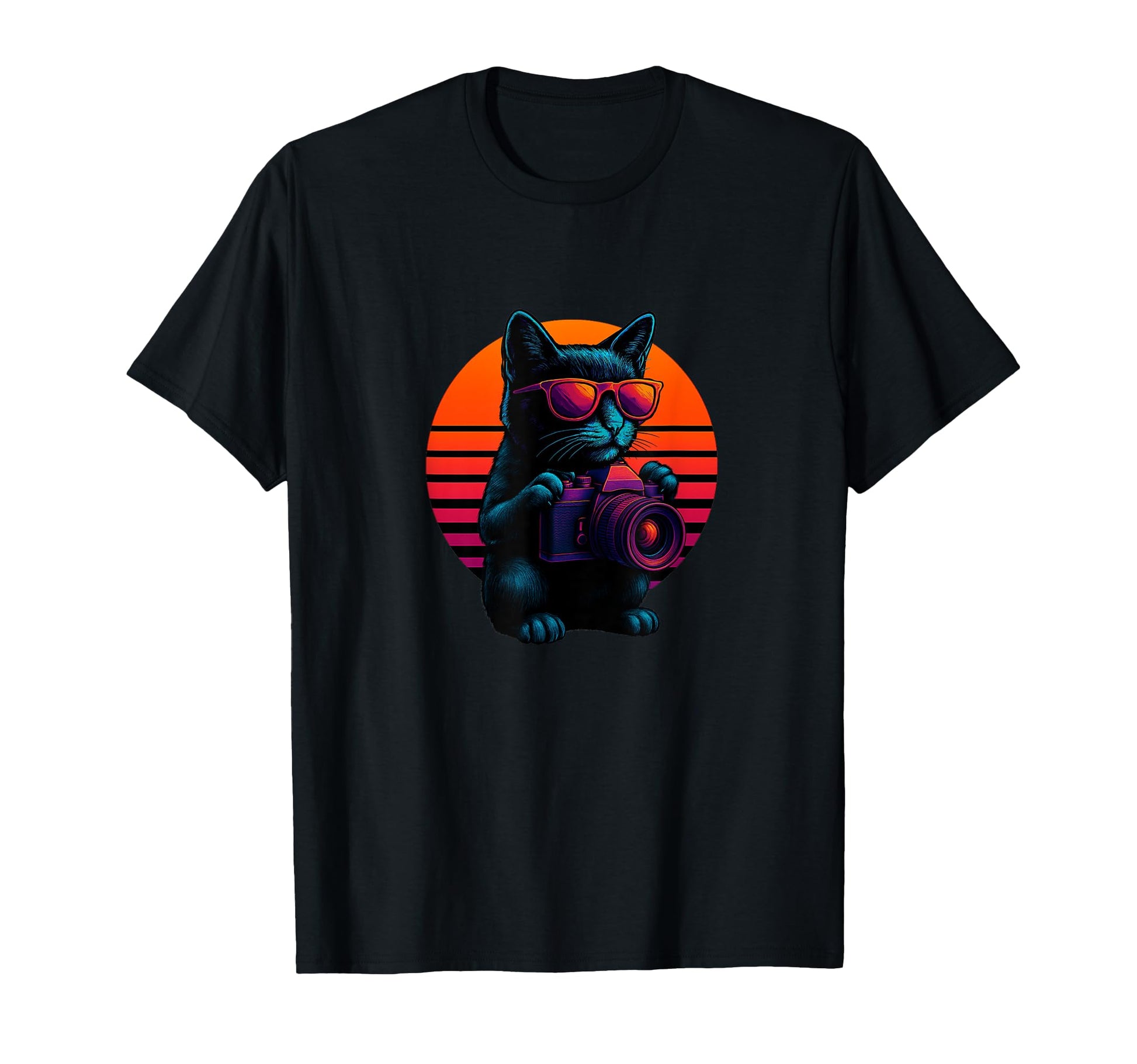 Cat Camera Lens Photography Photographer T-Shirt - Graphic Print Men Women - T-Shirt, Sweatshirt, Hoodie