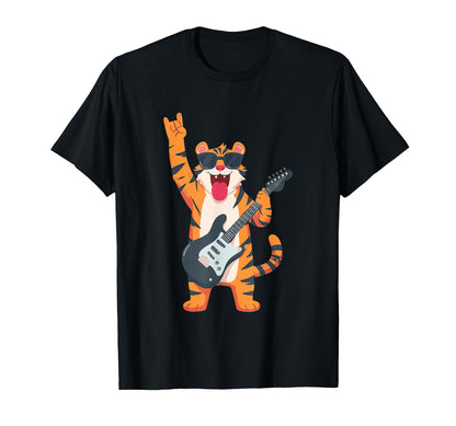 Funny Cartoon Tiger Rock Music T-Shirt - Casual Everyday Wear Unisex - T-Shirt, Sweatshirt, Hoodie