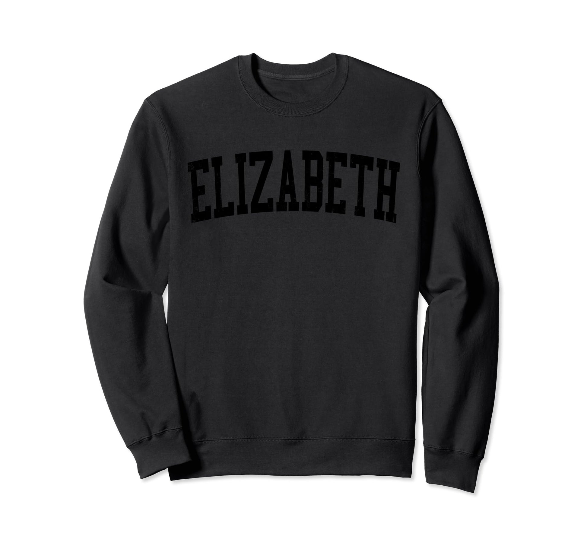 Elizabeth Nj Distressed Black Sweatshirt - Minimalist Print Men Women - T-Shirt, Sweatshirt, Hoodie