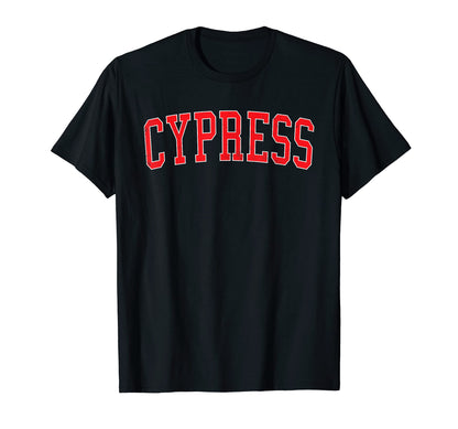 Cypress Ca Varsity Red Text T-Shirt - Casual Everyday Wear Men Women - T-Shirt, Sweatshirt, Hoodie