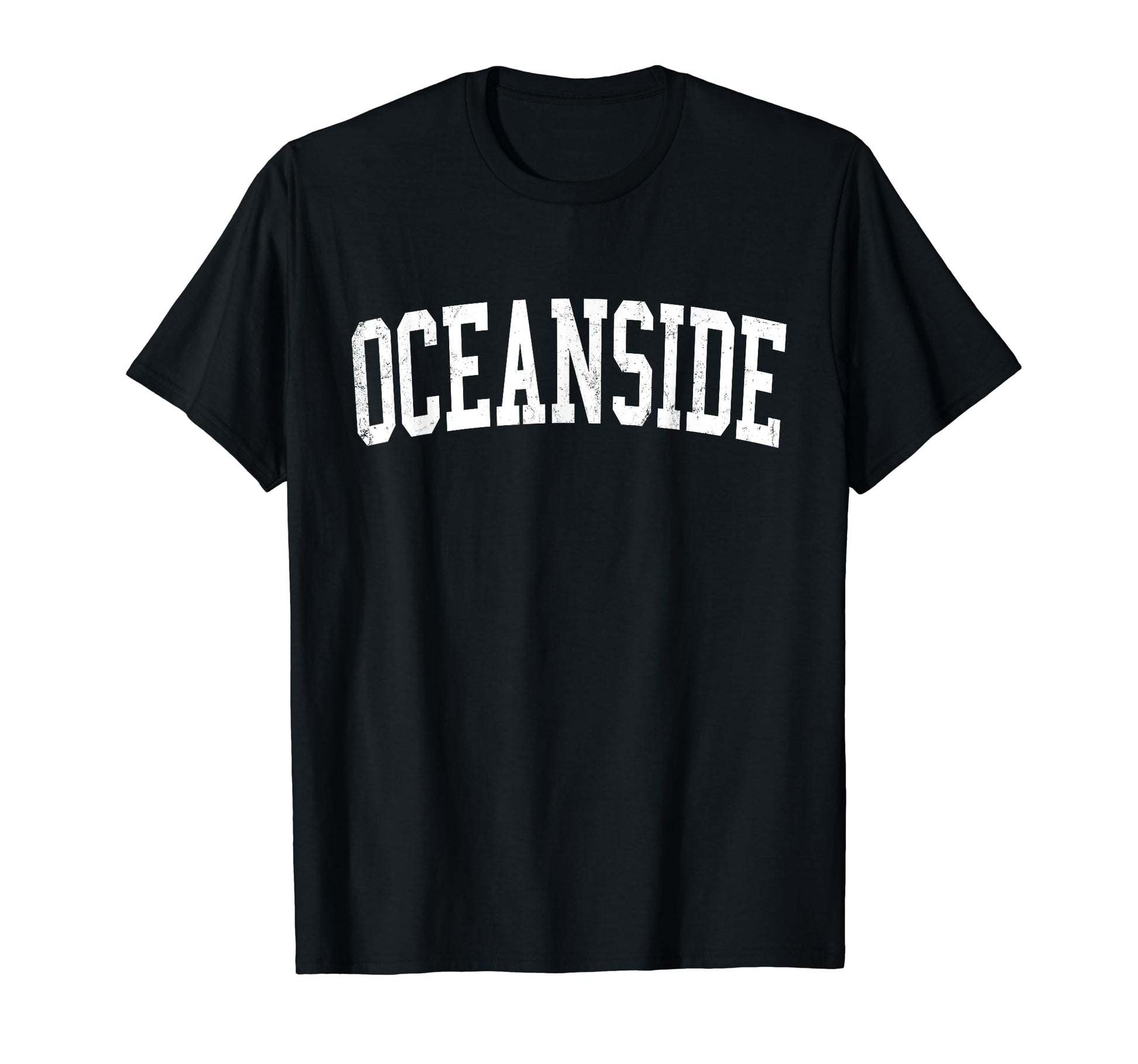 Oceanside Ca Distressed White Varsity T-Shirt - Novelty Apparel Unisex - T-Shirt, Sweatshirt, Hoodie