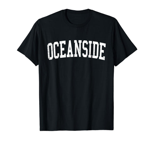 Oceanside Ca Distressed White Varsity T-Shirt - Novelty Apparel Unisex - T-Shirt, Sweatshirt, Hoodie