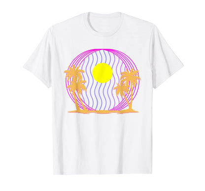 Sunset 80S Art Palm Trees 90S Aesthetic T-Shirt - Trendy Graphic Men Women - T-Shirt, Sweatshirt, Hoodie