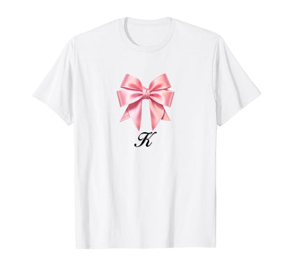 K Bow Coquette Bow Girlcore Y2K Aesthetic T-Shirt - Minimalist Print Unisex - T-Shirt, Sweatshirt, Hoodie