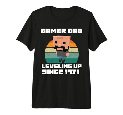 Gamer Dad Leveling Up Since 1971 T-Shirt - Unique Graphic for Adults - T-Shirt, Sweatshirt, Hoodie