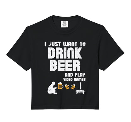 Just Want To Play Video Games Funny T-Shirt - Novelty Apparel Men Women - T-Shirt, Sweatshirt, Hoodie