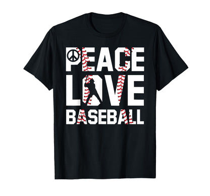 Peace Love Baseball Soft Ball T-Shirt - Casual Everyday Wear Men Women - T-Shirt, Sweatshirt, Hoodie