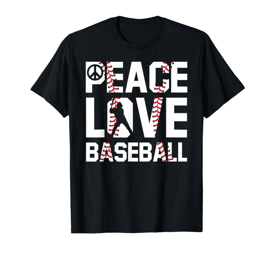 Peace Love Baseball Soft Ball T-Shirt - Casual Everyday Wear Men Women - T-Shirt, Sweatshirt, Hoodie