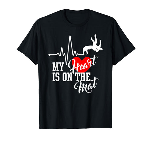 My Heart Is Mat Wrestling Mom T-Shirt - Aesthetic Graphic Men Women - T-Shirt, Sweatshirt, Hoodie