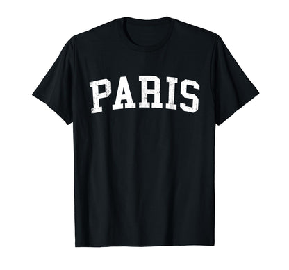 Paris Tx Distressed White Varsity T-Shirt - Unique Graphic for Adults - T-Shirt, Sweatshirt, Hoodie