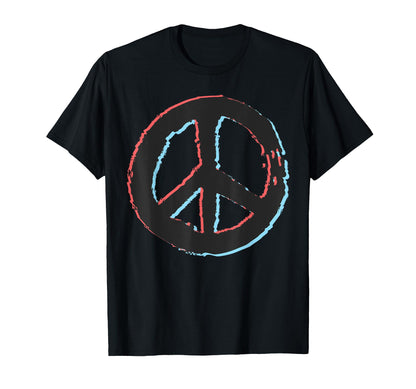 Peace Sign Love 60S 70S Trippy Hippie T-Shirt - Unique Graphic for Adults - T-Shirt, Sweatshirt, Hoodie