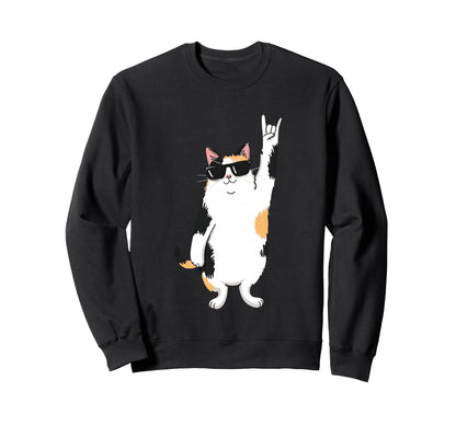 Cat Sunglasses Rock Funny Animal Sweatshirt - Novelty Apparel Unisex - T-Shirt, Sweatshirt, Hoodie
