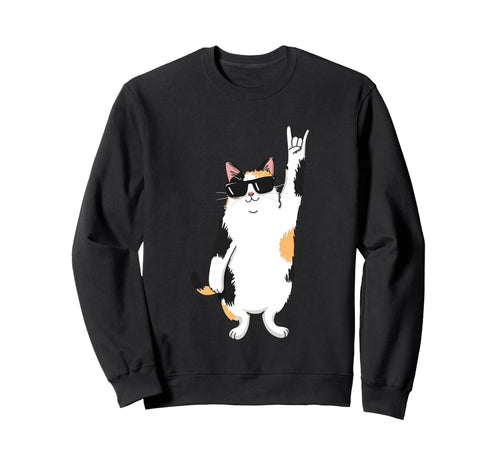 Cat Sunglasses Rock Funny Animal Sweatshirt - Novelty Apparel Unisex - T-Shirt, Sweatshirt, Hoodie
