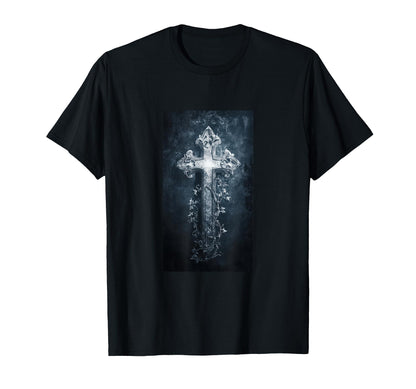 Gothic Cross Grunge Aesthetic Y2K Goth T-Shirt - Minimalist Print Unisex - T-Shirt, Sweatshirt, Hoodie