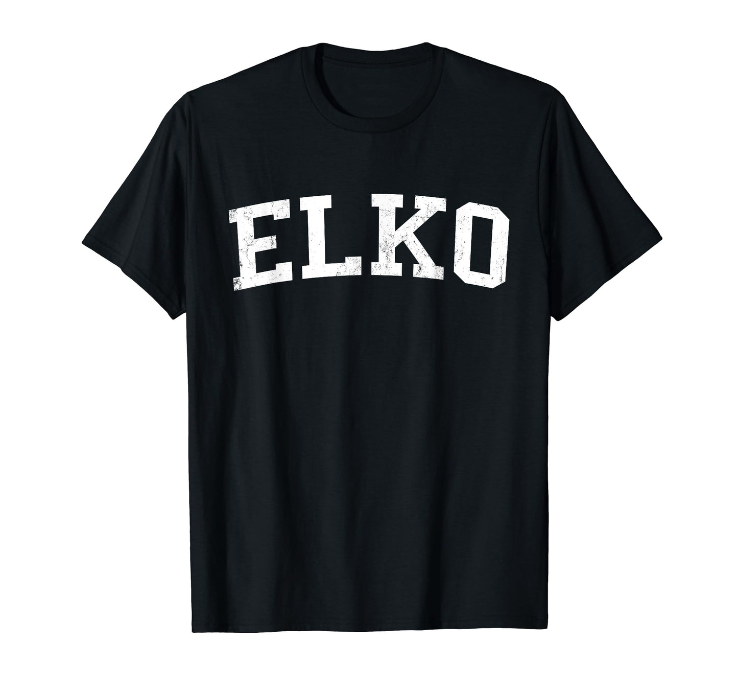 Elko Nv Distressed White Varsity T-Shirt - Minimalist Print for Adults - T-Shirt, Sweatshirt, Hoodie