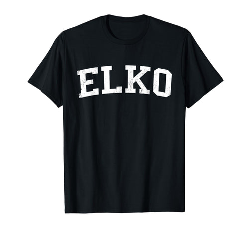 Elko Nv Distressed White Varsity T-Shirt - Minimalist Print for Adults - T-Shirt, Sweatshirt, Hoodie