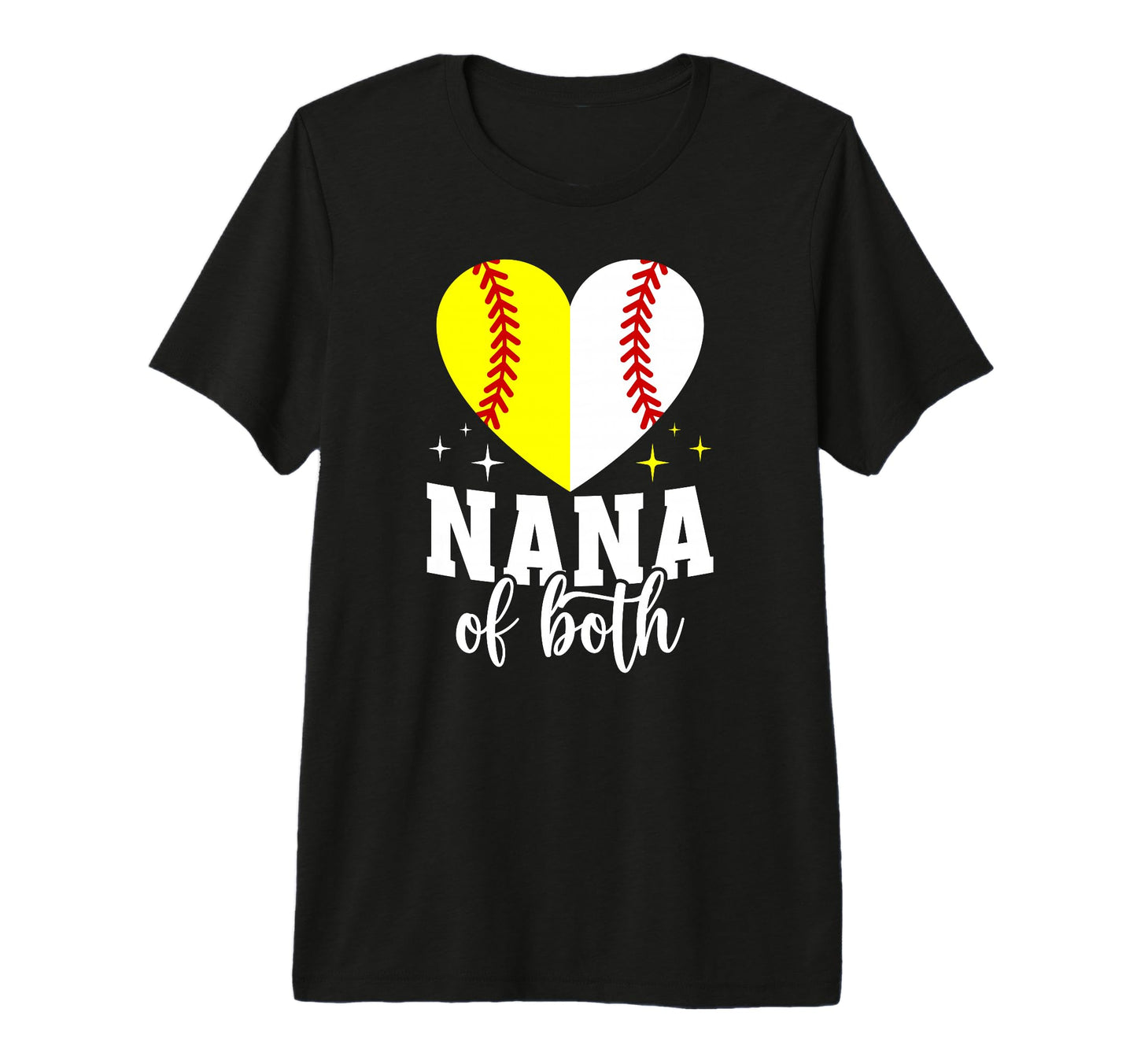 Nana Both Heart Softball Baseball Nana T-Shirt - Unique Graphic Unisex - T-Shirt, Sweatshirt, Hoodie