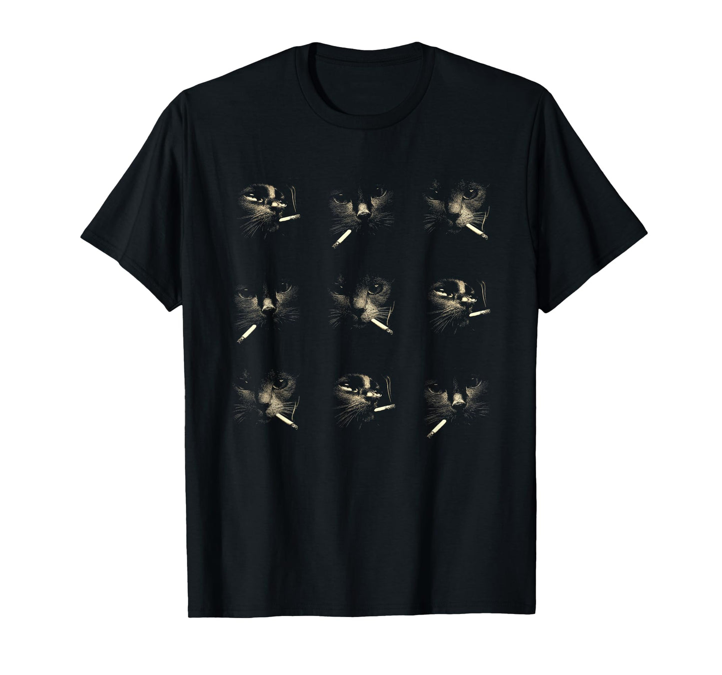 Funny Edgy Smoking Cat Meme 3X3 T-Shirt - Aesthetic Graphic for Adults - T-Shirt, Sweatshirt, Hoodie