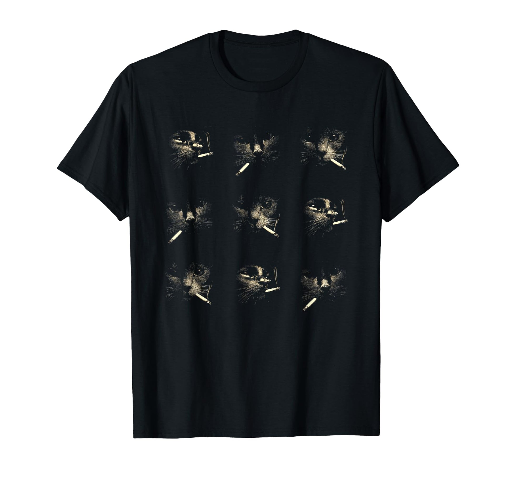 Funny Edgy Smoking Cat Meme 3X3 T-Shirt - Aesthetic Graphic for Adults - T-Shirt, Sweatshirt, Hoodie