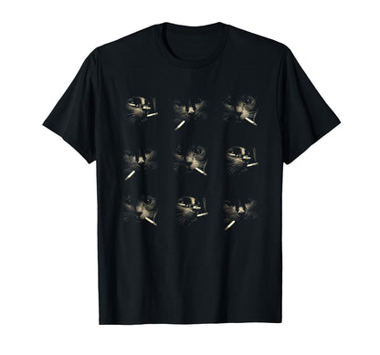 Funny Edgy Smoking Cat Meme 3X3 T-Shirt - Aesthetic Graphic for Adults - T-Shirt, Sweatshirt, Hoodie
