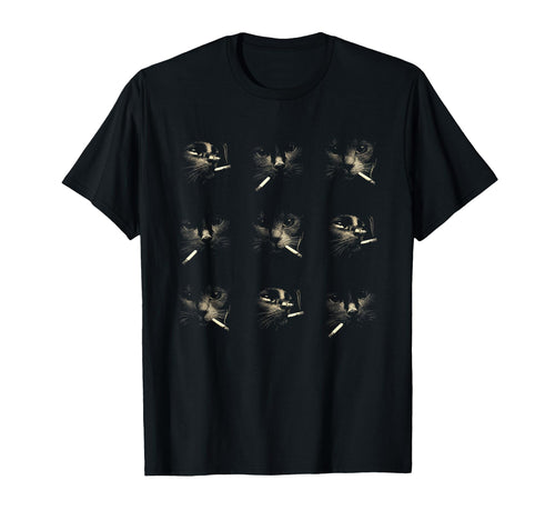 Funny Edgy Smoking Cat Meme 3X3 T-Shirt - Aesthetic Graphic for Adults - T-Shirt, Sweatshirt, Hoodie