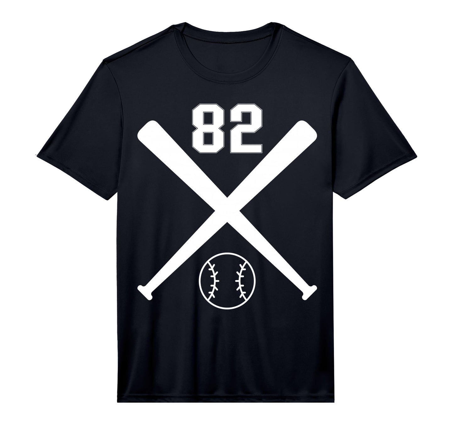 Baseball Softball Number 82 Performance T-Shirt - Trendy Graphic for Adults - T-Shirt, Sweatshirt, Hoodie