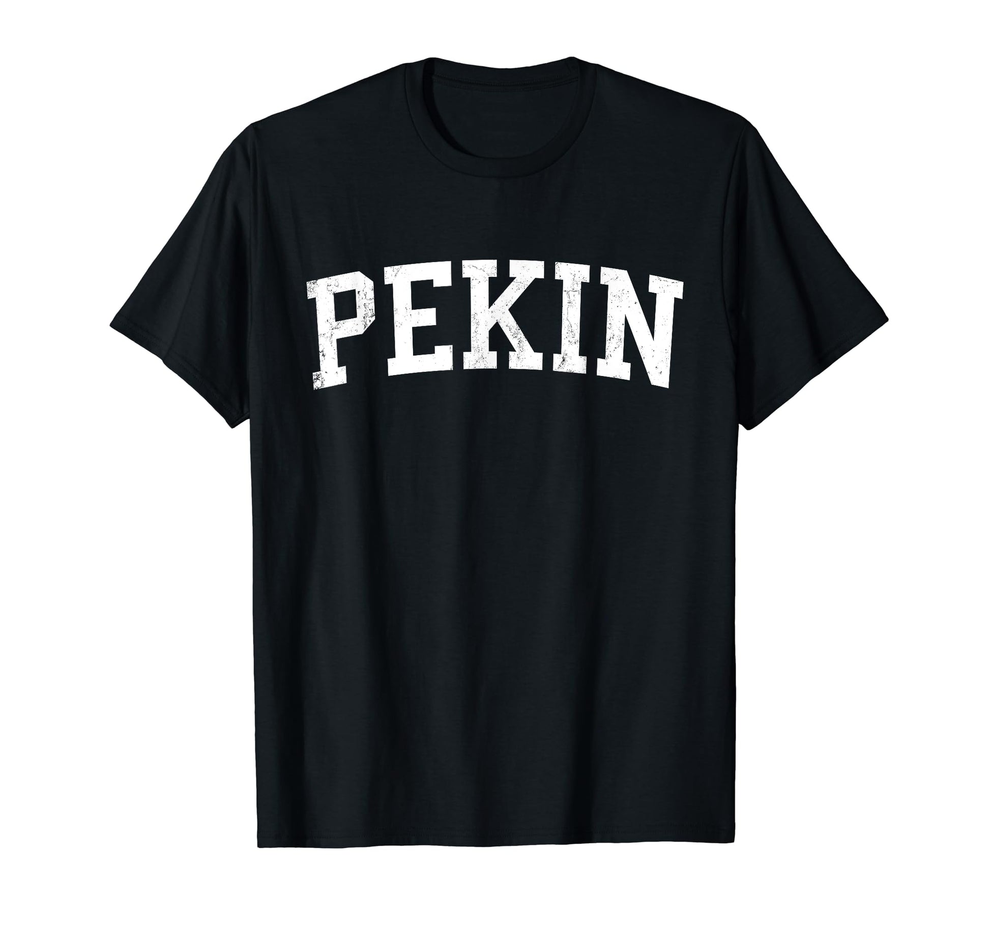 Pekin Il Distressed White Varsity T-Shirt - Aesthetic Graphic Unisex - T-Shirt, Sweatshirt, Hoodie