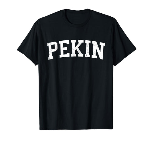 Pekin Il Distressed White Varsity T-Shirt - Aesthetic Graphic Unisex - T-Shirt, Sweatshirt, Hoodie