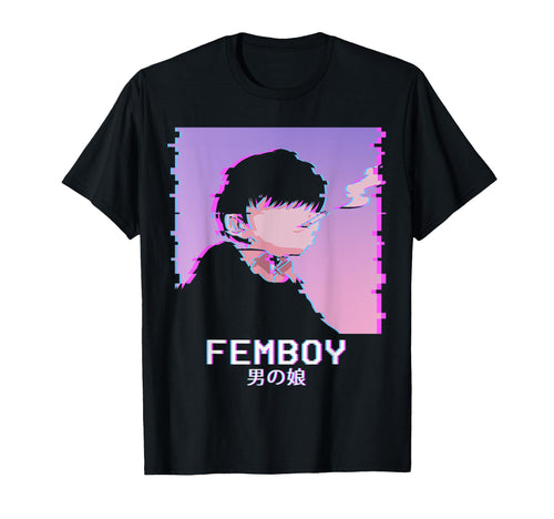 Femboy Japanese Emo Vaporwave T-Shirt - Custom Art Print Men Women - T-Shirt, Sweatshirt, Hoodie