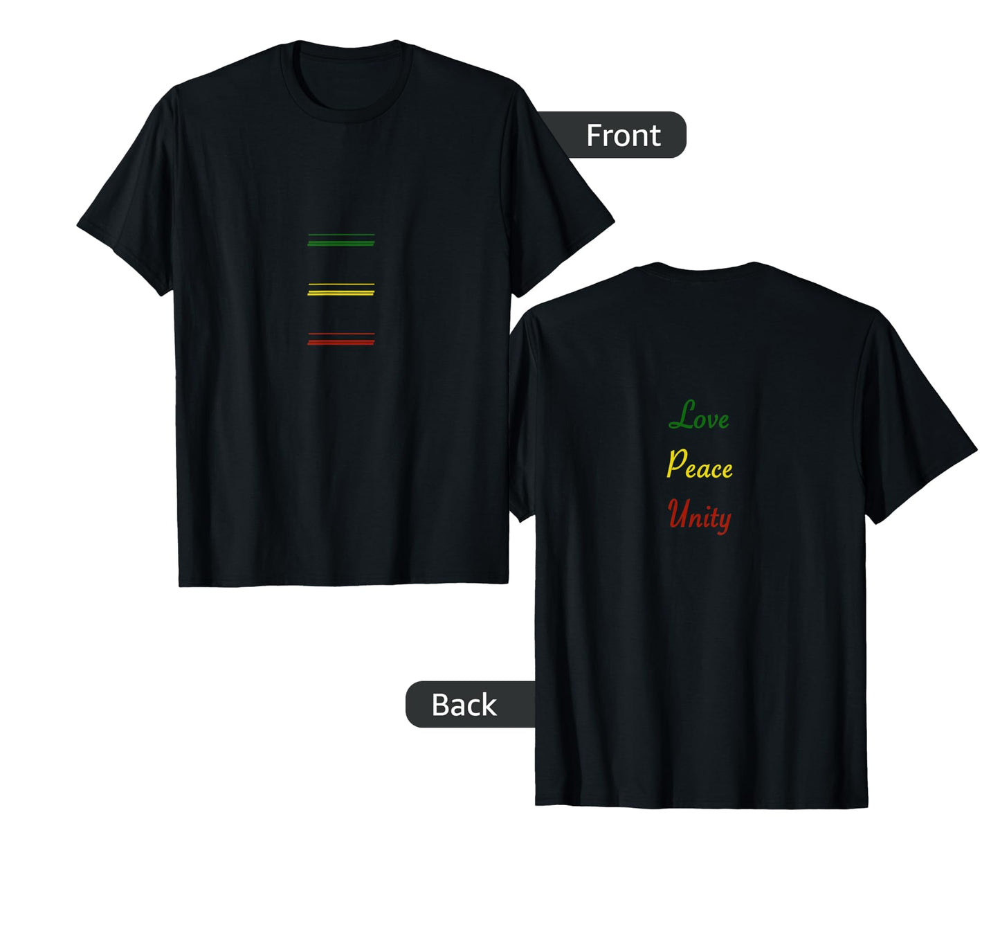 Love Peace Unity Ethiopian Flag Colors T-Shirt - Novelty Apparel Unisex - T-Shirt, Sweatshirt, Hoodie