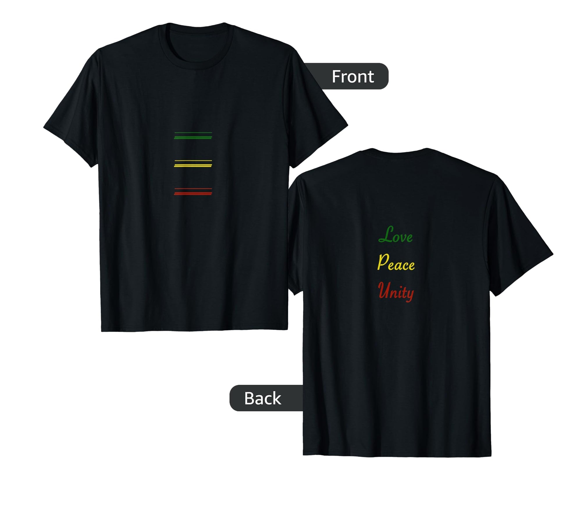 Love Peace Unity Ethiopian Flag Colors T-Shirt - Novelty Apparel Unisex - T-Shirt, Sweatshirt, Hoodie