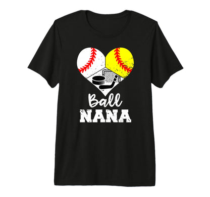 Ball Nana Heart Funny Baseball T-Shirt - Minimalist Print for Adults - T-Shirt, Sweatshirt, Hoodie