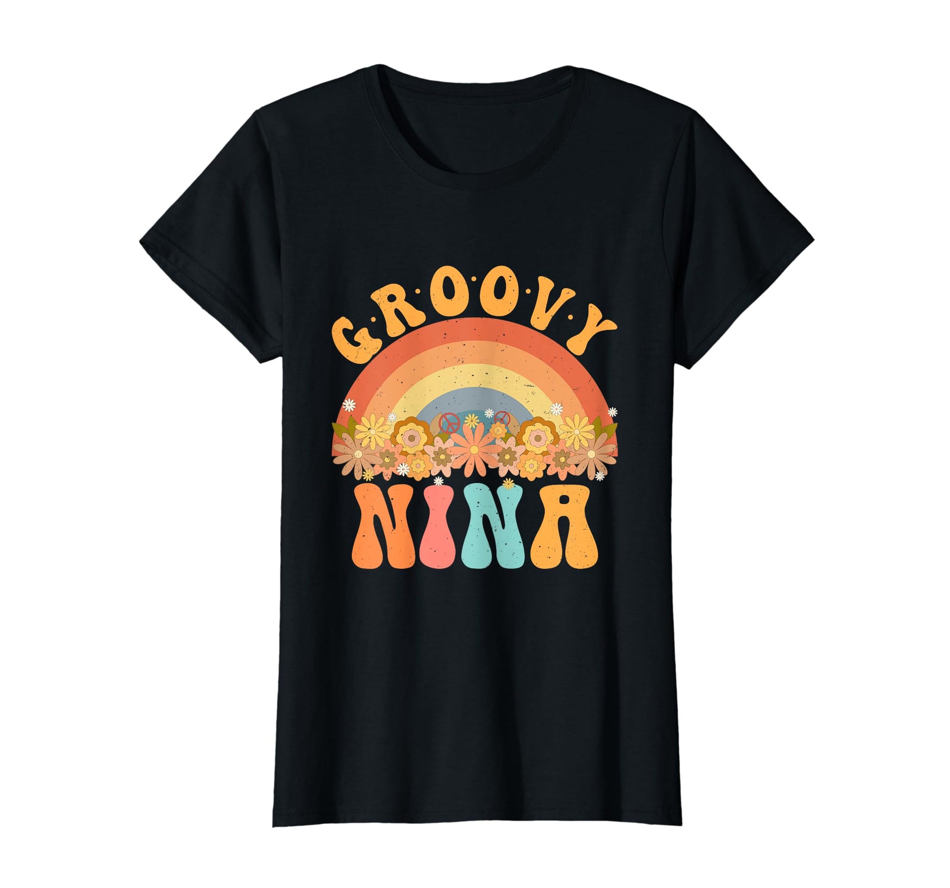 Groovy Nina Rainbow Daisy Flower T-Shirt - Streetwear Style for Adults - T-Shirt, Sweatshirt, Hoodie