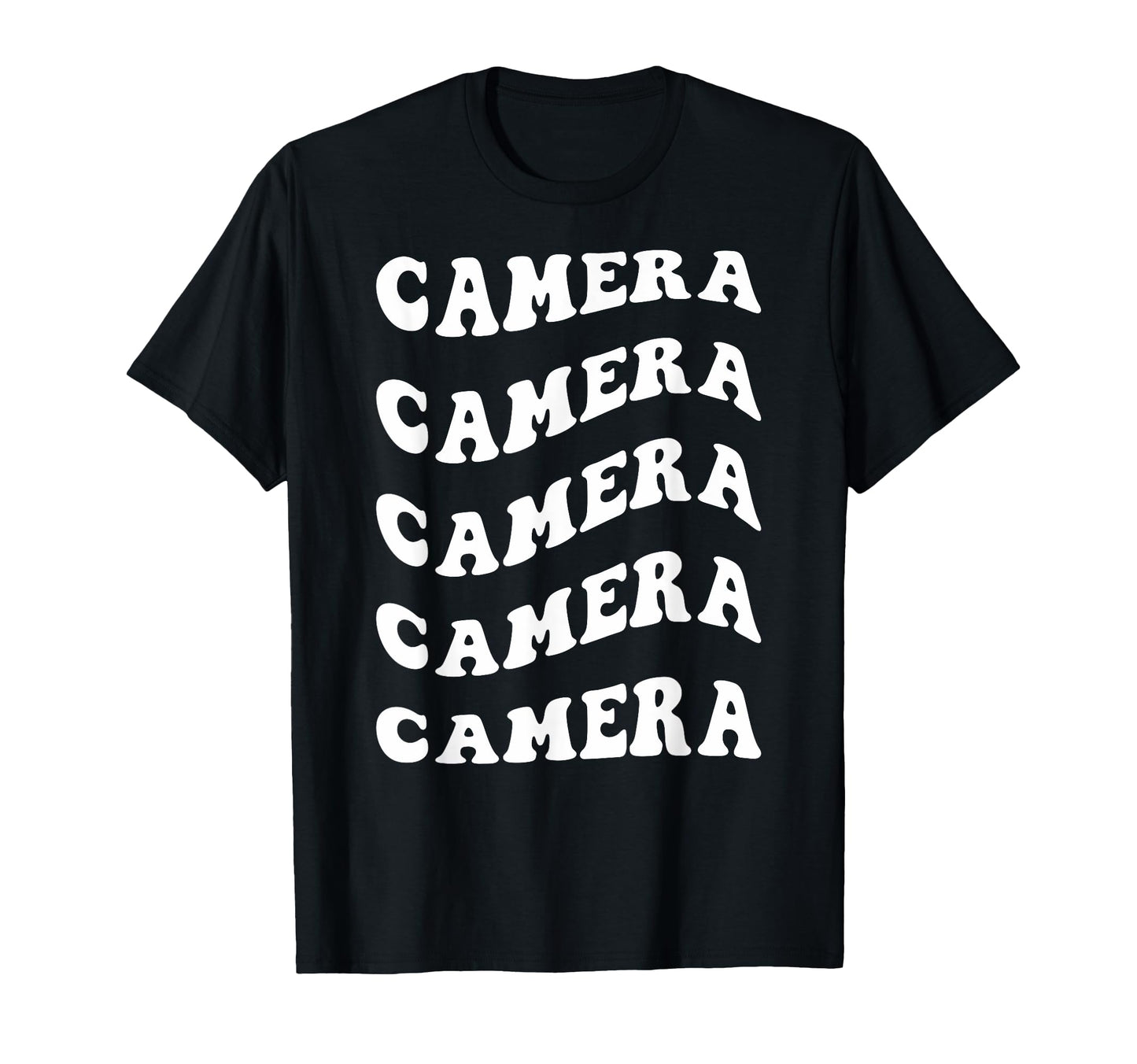 Camera Wavy Text T-Shirt - Unique Graphic Men Women - T-Shirt, Sweatshirt, Hoodie